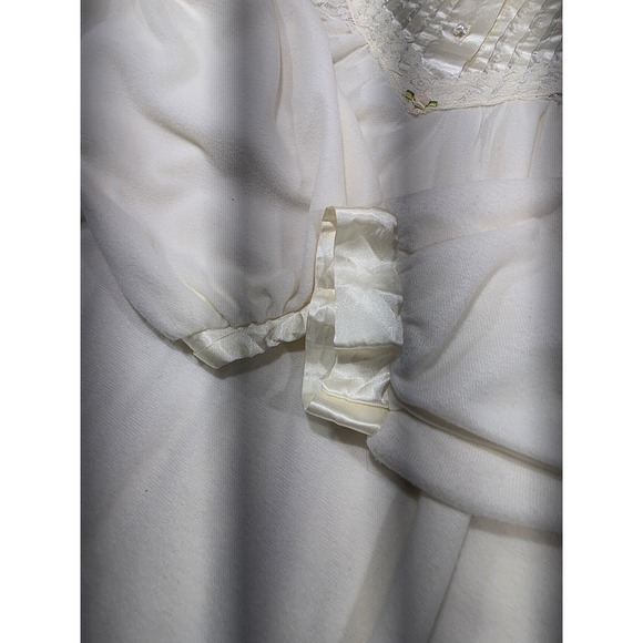 Nicole Intimates Vintage Cream Satin Lace Pleated Nightgown Long Sleeve L - Picture 7 of 9